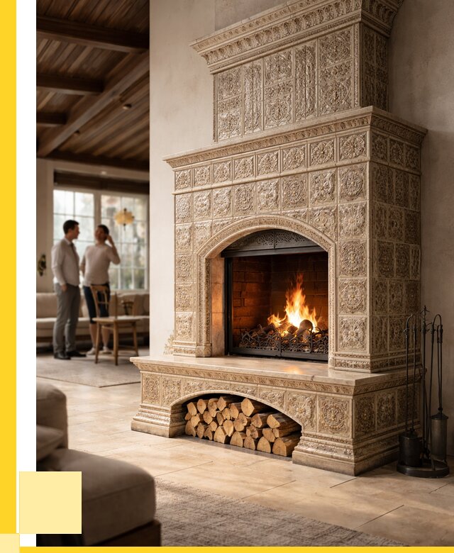 Купить изразцовый камин в Кингисеппе от 259600 р. | ЭриданКгп