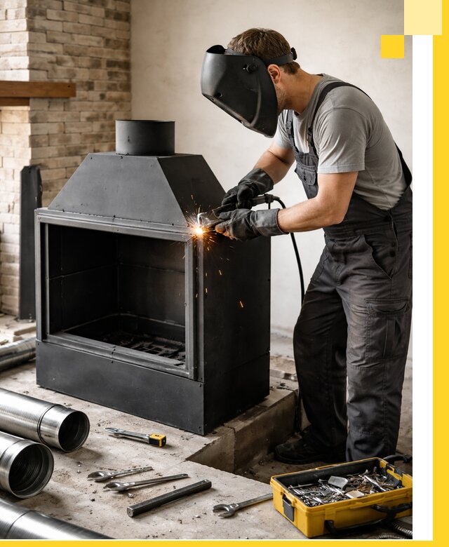 Продажа и установка металлических каминов в Кингисеппе под ключ