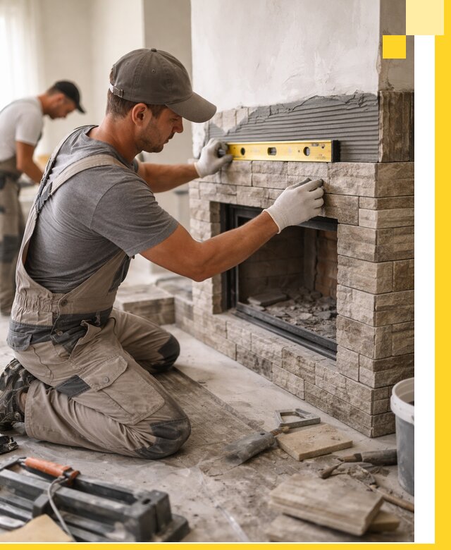 Облицовка каминов в Кингисеппе, монтаж и отделка натуральным камнем