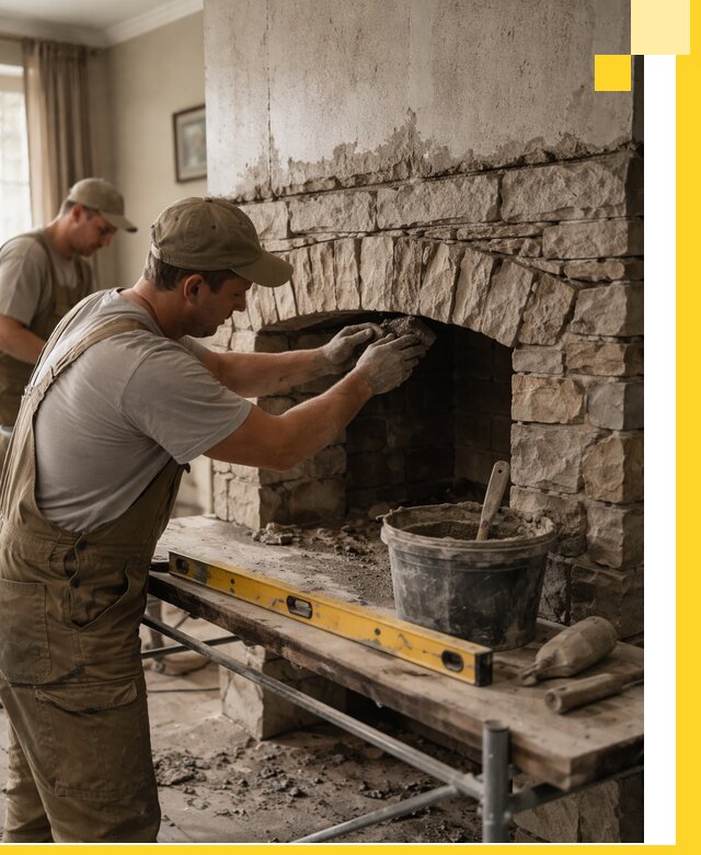 Изготовление каминов под ключ в Кингисеппе, монтаж и отделка