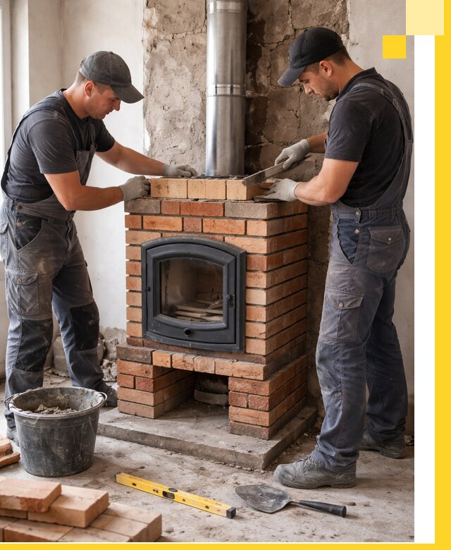 Монтаж печи камина под ключ в Кингисеппе с гарантией и пусконаладкой