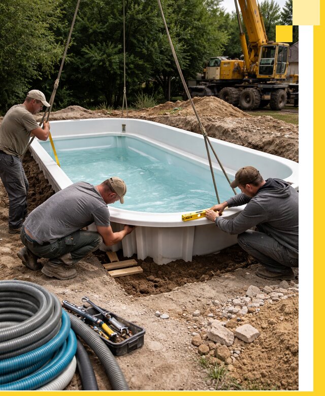 Установка и монтаж композитных бассейнов под ключ в Кингисеппе