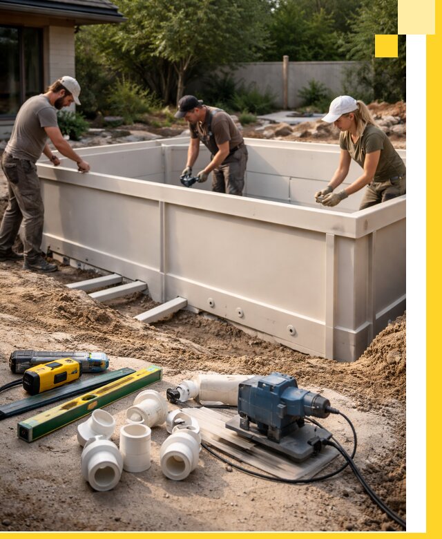 Установка полипропиленовых бассейнов под ключ в Кингисеппе