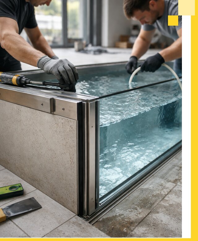 Проектирование и монтаж стеклянных бассейнов в Кингисеппе