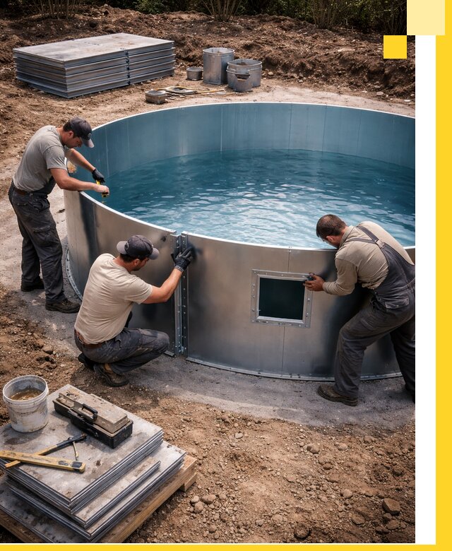 Круглые бассейны под ключ в Кингисеппе проектирование и монтаж