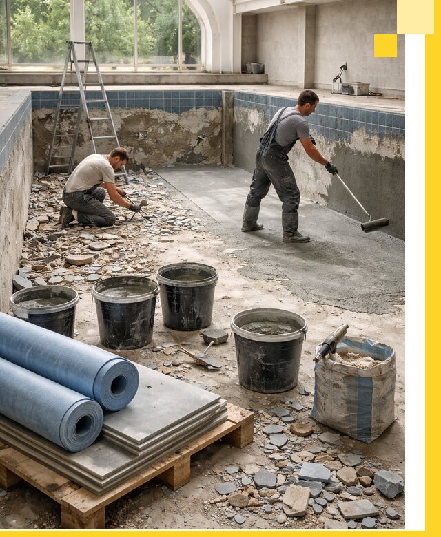 Реконструкция бассейнов в Кингисеппе: ремонт, гидроизоляция