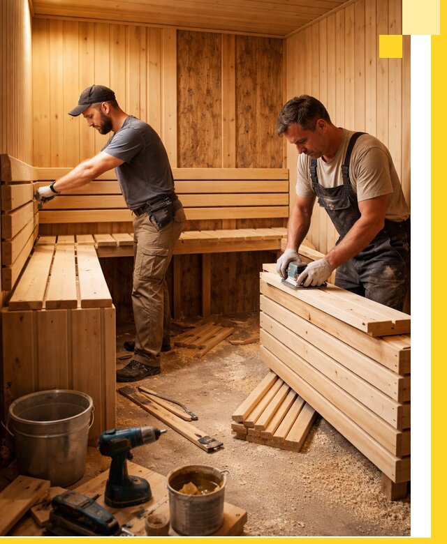 Профессиональный комплексный ремонт саун под ключ в Кингисеппе