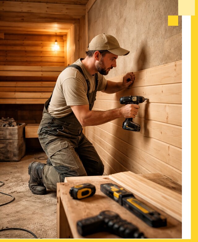 Профессиональная внутренняя отделка бани в Кингисеппе под ключ