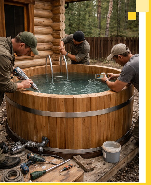 Строительство бань с купелью под ключ и отделкой в Кингисеппе