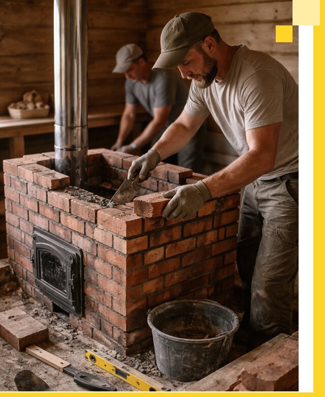 Кирпичные печи для бани под ключ в Кингисеппе, проект и монтаж