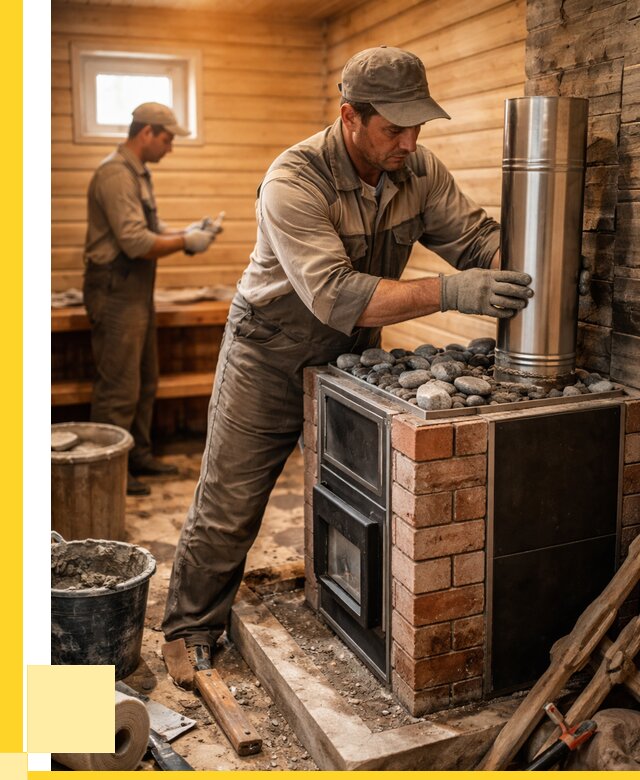 Монтаж печи в бане под ключ в Кингисеппе от 20768 р. | ЭриданКгп