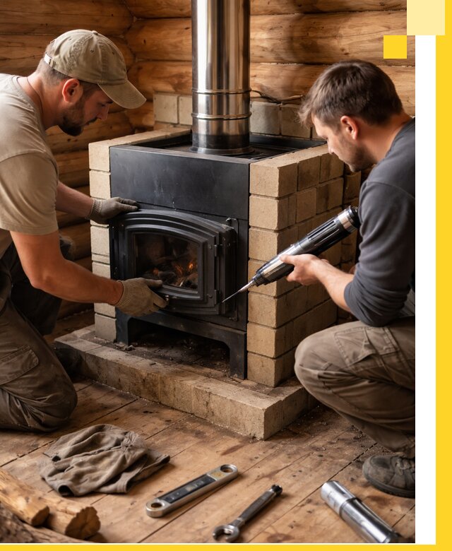 Монтаж и установка печи в бане под ключ с гарантией в Кингисеппе