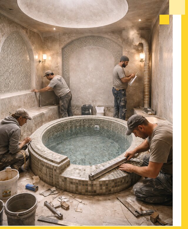 Профессиональное строительство хамама с бассейном в Кингисеппе под ключ