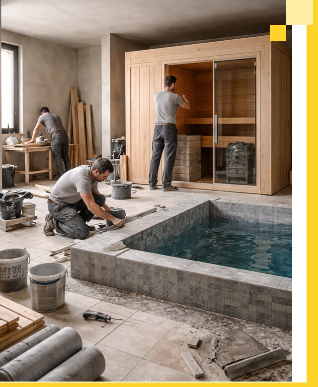 SPA зоны под ключ с бассейном сауной и печью в Кингисеппе